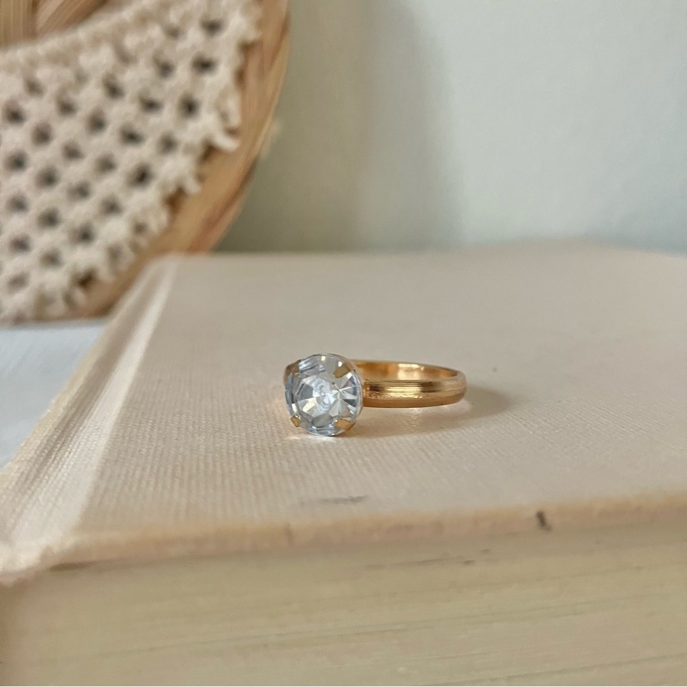 Copper Gold Solitaire Fashion Jewelry Ring “Eve” Neutral Minimal Stacking Simple